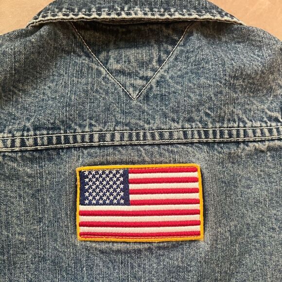 80’s 90’s Y2K Tommy Hilfiger Patriotic USA FLAG Sz 12-18mos Denim Patch Jacket - Picture 4 of 9